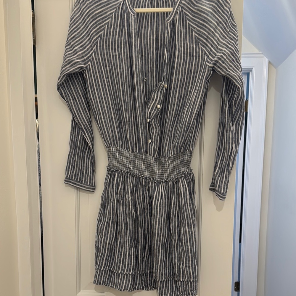 Rails Navy and White Striped Blouse